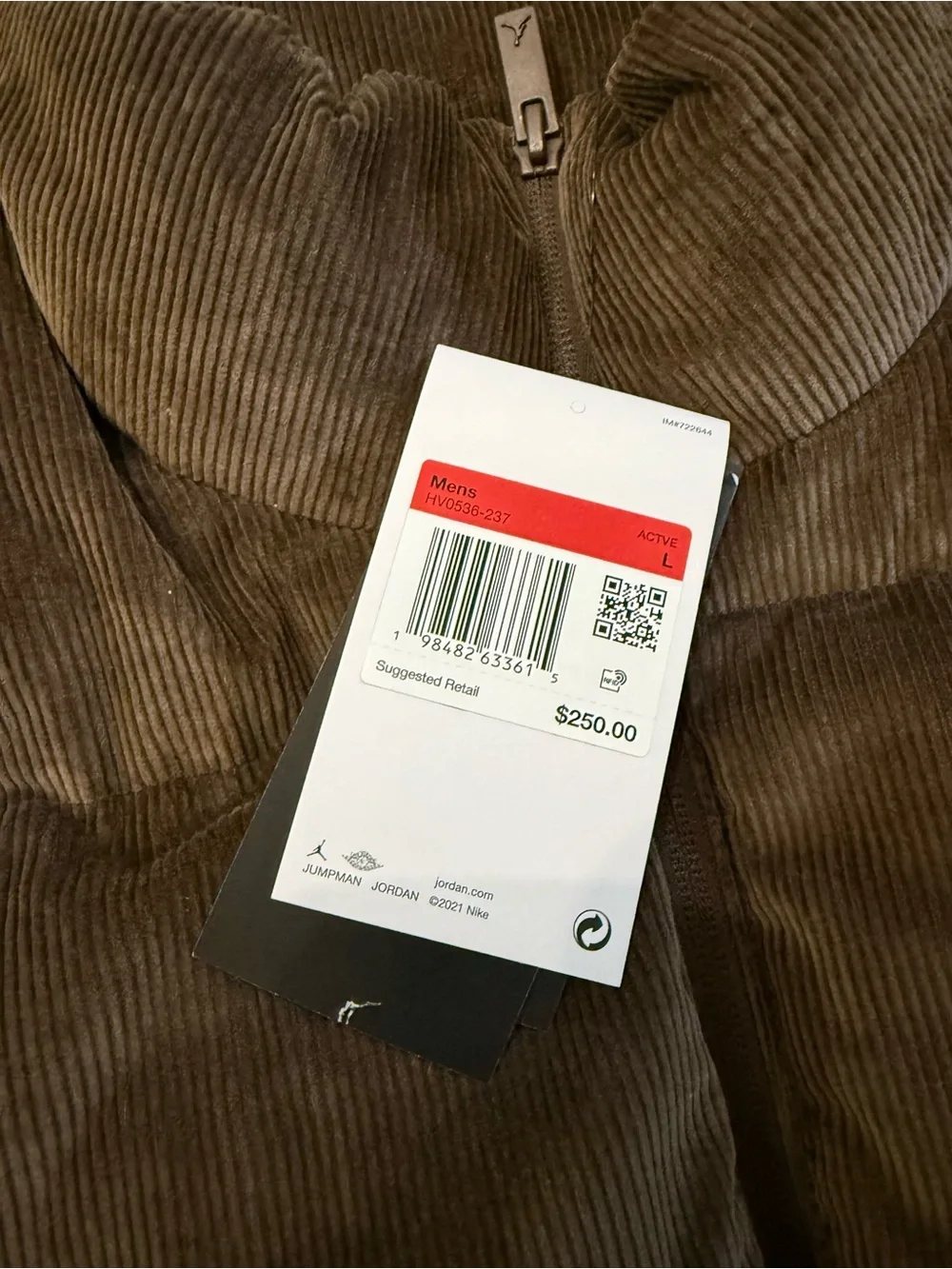 Air Jordan Flight Down Corduroy Puffer Jacket – Men’s Large – Brand New